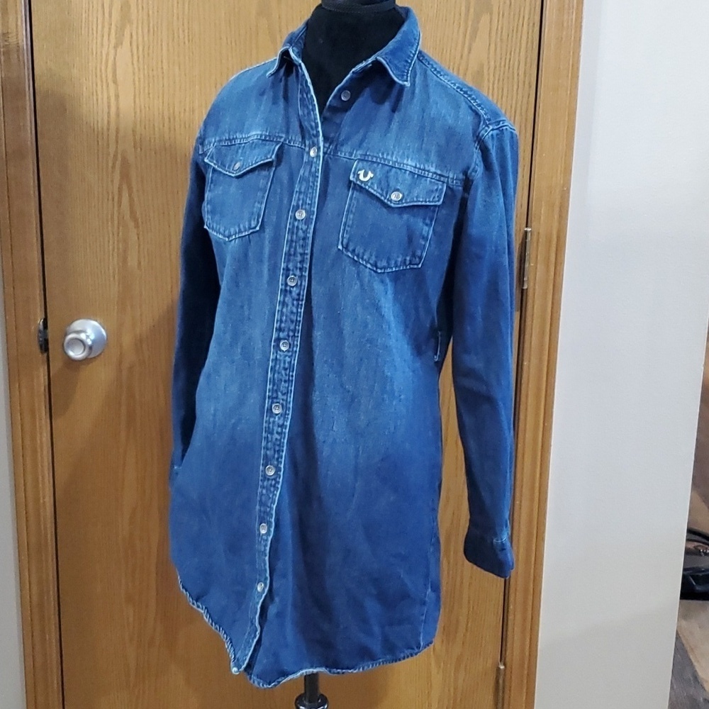 True religion Georgia denim shirt dress dark wash no belt